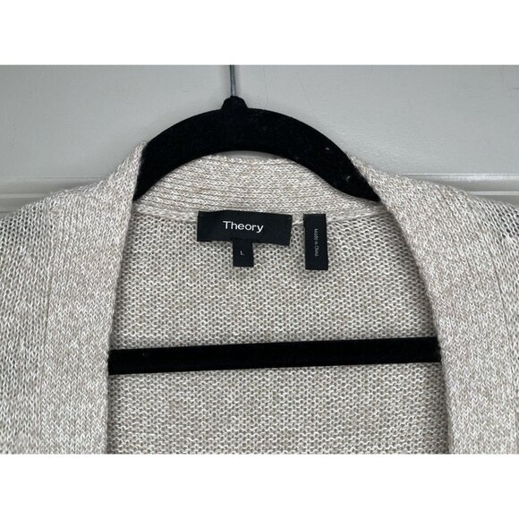 Theory Linen-Cashmere Open Cardigan in Cream Tan Size Large Duster - Picture 4 of 8